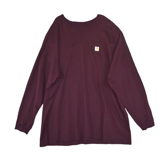 Carhartt Other - Carhartt 4XLT Burgundy Pocket Tee Workwear Long Sleeve Loose Fit